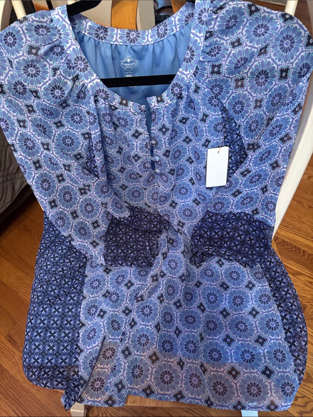 St. John's Bay Blue Multi-Pattern Women's Tunic Top